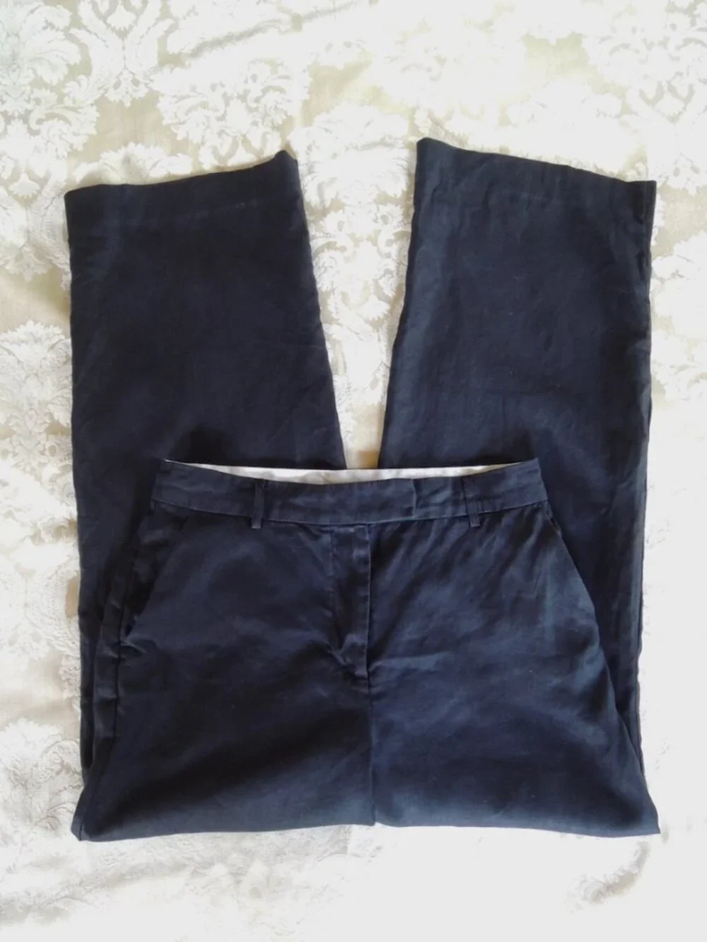 Reformation Black 100% Linen Mid Rise Flat Front Zip-Up Pants 6
